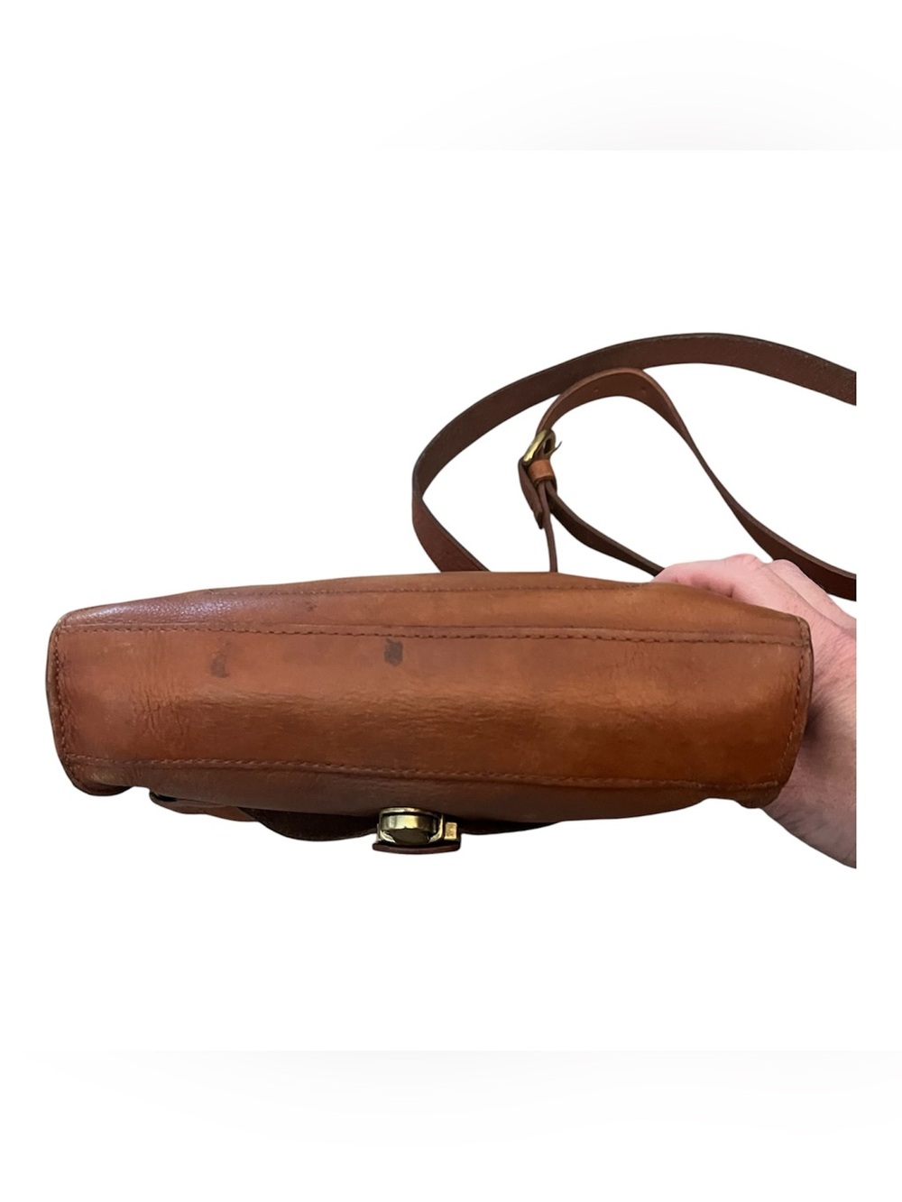 Madewell Structured Tan Leather Crossbody Satchel with Top Handle - Picture 4 of 7